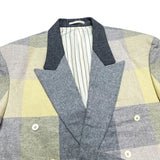 (designers) 1980'S～ MADE IN JAPAN ISSEY MIYAKE odds on BLOCK CHECKERED WOOL DOUBLE BREASTED BLAZER JACKET