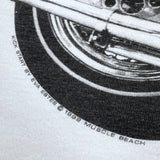 (t-shirt) 1992 MADE IN USA MUSCLE BEACH BIKE RIDING WOMAN PRINT T-SHIRT