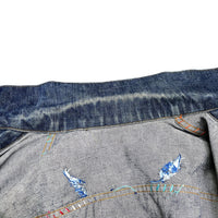 (VINTAGE) 1970'S Levi's 70505 e PAINT, EMBROIDERED DENIM TRUCKER JACKET