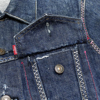 (VINTAGE) 1970'S Levi's 70505 e PAINT, EMBROIDERED DENIM TRUCKER JACKET