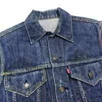 (VINTAGE) 1970'S Levi's 70505 e PAINT, EMBROIDERED DENIM TRUCKER JACKET