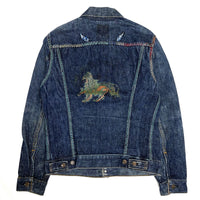 (VINTAGE) 1970'S Levi's 70505 e PAINT, EMBROIDERED DENIM TRUCKER JACKET