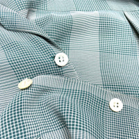 (VINTAGE) 1950'S The Rembrandt by gilmar LATTICE PATTERN LONG POINT RAYON OPEN COLLAR BOX SHIRT