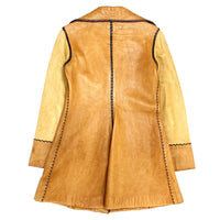 (VINTAGE) 1970'S NORTH BEACH LEATHER STITCHED DESIGN 2 TONE LEATHER JACKET COAT