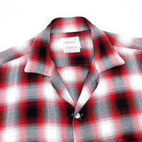 (VINTAGE) 1960'S TOWNCRAFT SHADOW PLAID RAYON OPEN COLLAR BOX SHIRT
