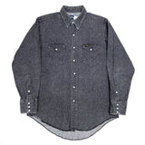(VINTAGE) 1980'S MADE IN USA WRANGLER YARN DYED BLACK DENIM WESTERN SHIRT