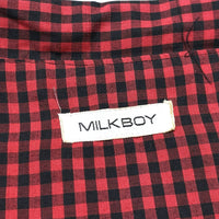 (DESIGNERS) 1990'S～ MILK BOY CHECKERED ROUND COLLAR SHIRT WITH CHAIN