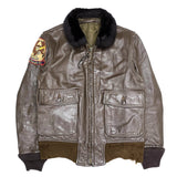 (VINTAGE) 1970'S US NAVY G-1 GOATSKIN LEATHER FLIGHT JACKET WITH SQUADRON PATCH