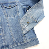 (VINTAGE) 1980'S MADE IN PHILIPPINE OLD CALVIN KLEIN SLEEVE DEFORMED DESIGN 4 POCKET DENIM TRUCKER JACKET