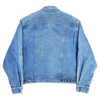 (VINTAGE) 1980'S MADE IN PHILIPPINE OLD CALVIN KLEIN SLEEVE DEFORMED DESIGN 4 POCKET DENIM TRUCKER JACKET