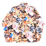 (VINTAGE) 1970'S HOLLYWOOD STAR PATTERN ALL OVER PRINT POLYESTER SHIRT