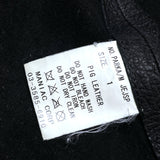 (designers) MADE IN JAPAN L.G.B. RIB KNIT PANELED PIG LEATHER ZIP UP HOODIE