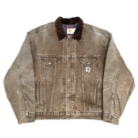 (VINTAGE) 1990'S MADE IN USA CARHARTT DUCK 4 POCKET TRUCKER JACKET AS IS
