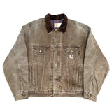 (VINTAGE) 1990'S MADE IN USA CARHARTT DUCK 4 POCKET TRUCKER JACKET AS IS
