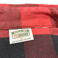 (VINTAGE) 1990'S～ FIVE BROTHER BLOCK CHECKERED HEAVY FLANNEL SHIRT