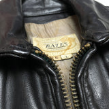 (VINTAGE) 1960'S BATES COLLARED SINGLE BREASTED LEATHER BIKER JACKET