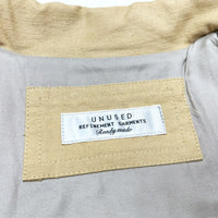 (DESIGNERS) MADE IN JAPAN UNUSED SLEEVE LEATHER PANELED DOUBLE BREASTED COTTON BIKER JACKET