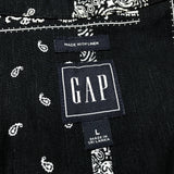 (vintage) 2021 GAP BANDANA PATTERN ALL OVER PRINT COTTON LINEN LOOP COLLAR SHORT SLEEVE BOX SHIRT