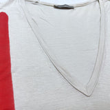 (designers) MADE IN ITALY BOTTEGA VENETA DOUBLE SIDED LINE PRINT V NECK T-SHIRT