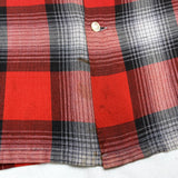 (VINTAGE) 1950'S～ TOWNCRAFT SHADOW PLAID RAYON OPEN COLLAR BOX SHIRT AS IS