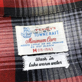 (VINTAGE) 1950'S～ TOWNCRAFT SHADOW PLAID RAYON OPEN COLLAR BOX SHIRT AS IS
