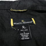 (vintage) 2000'S～ STACY ADAMS FRONT STRIPE PANELED LINEN 100% OPEN COLLAR SHORT SLEEVE BOX SHIRT