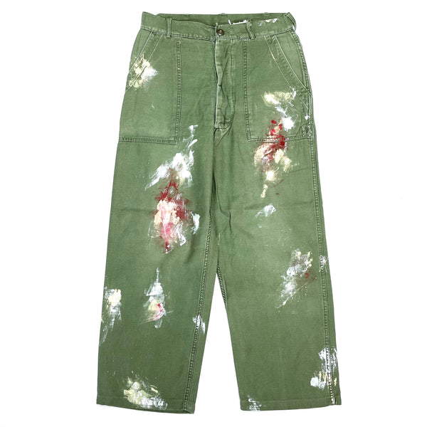 (VINTAGE) 1970'S US ARMY PAINTED COTTON BAKER PANTS