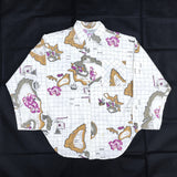 (VINTAGE) 1980'S MADE IN USA VENEZIA WORLD MAP PATTERN ALL OVER PRINT LONG SLEEVE SHIRT