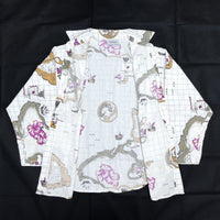 (VINTAGE) 1980'S MADE IN USA VENEZIA WORLD MAP PATTERN ALL OVER PRINT LONG SLEEVE SHIRT