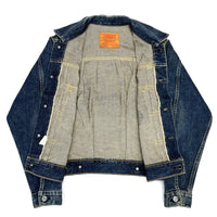 (VINTAGE) 1995 MADE IN JAPAN Levi's 71507XX LEATHER PATCH DISTRESSED DENIM TRUCKER JACKET