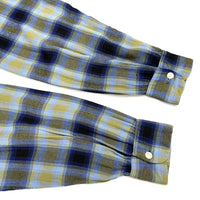 (VINTAGE) 1960'S SPORTIME SHADOW PLAID RAYON OPEN COLLAR BOX SHIRT