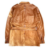 (VINTAGE) 1990'S MADE IN ITALY POLO RALPH LAUREN LAMB LEATHER BELTED JACKET AS IS