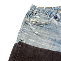 (VINTAGE) 1970'S Levi's 684 CORDUROY PATCHWORK REMAKE DENIM PANTS