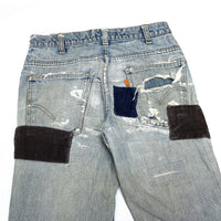 (VINTAGE) 1970'S Levi's 684 CORDUROY PATCHWORK REMAKE DENIM PANTS