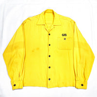 (VINTAGE) 1960'S UNKNOWN RAYON OPEN COLLAR BOX SHIRT WITH FLOCKY PRINT AS IS