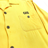 (VINTAGE) 1960'S UNKNOWN RAYON OPEN COLLAR BOX SHIRT WITH FLOCKY PRINT AS IS
