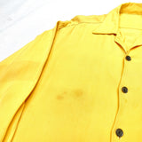 (VINTAGE) 1960'S UNKNOWN RAYON OPEN COLLAR BOX SHIRT WITH FLOCKY PRINT AS IS