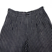 (DESIGNERS) 1980'S COMME des GARCONS HOMME HEMP 100% STRIPED PATTERN 2 TUCK SLACKS