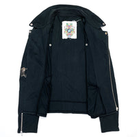 (DESIGNERS) 2000'S PHENOMENON SHIRT FABRIC DOUBLE BREASTED BIKER JACKET WITH SAFETY PIN