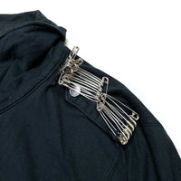(DESIGNERS) 2000'S PHENOMENON SHIRT FABRIC DOUBLE BREASTED BIKER JACKET WITH SAFETY PIN