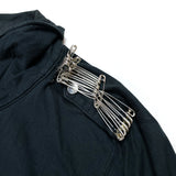 (DESIGNERS) 2000'S PHENOMENON SHIRT FABRIC DOUBLE BREASTED BIKER JACKET WITH SAFETY PIN