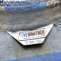 (BORO) 1980'S MADE IN USA FIVE BROTHER BLOCK CHECKERED HEAVY FLANNEL SHIRT