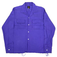 (DESIGNERS) needles UNTRIMMED HEM DESIGN RAYON OPEN COLLAR BOX SHIRT