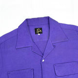 (DESIGNERS) needles UNTRIMMED HEM DESIGN RAYON OPEN COLLAR BOX SHIRT