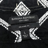 (vintage) 2023 BANANA REPUBLIC LINEN 100% WEAVED PATTERN LOOP COLLAR SHORT SLEEVE BOX SHIRT