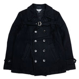 (DESIGNERS) AD2009 BLACK COMME des GARCONS BONDAGE STYLE FULLFILLED DOUBLE BREASTED WOOL JACKET