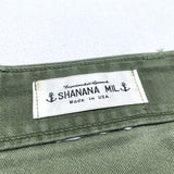 (designers) MADE IN USA SHANANA MIL CROSS EMBROIDERY RERMAKE US ARMY CUTOFF BAKER PANTS