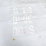 (T-SHIRT) 1970'S～ MADE IN USA UNKNOWN DOUBLE SIDED ENGLISH CHARACTER STICKER T-SHIRT BORO