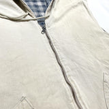 (VINTAGE) 1990'S～ UNIONBAY SHADOW PLAID THIN PADDED REVERSIBLE HOODED ZIP UP VEST