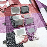 (designers) 1998 MADE IN JAPAN GENERAL RESEARCH LATTICE PATTERN LOOP COLLAR BOX LIGHT FLANNEL SHIRT WITH PARASITE POCKET